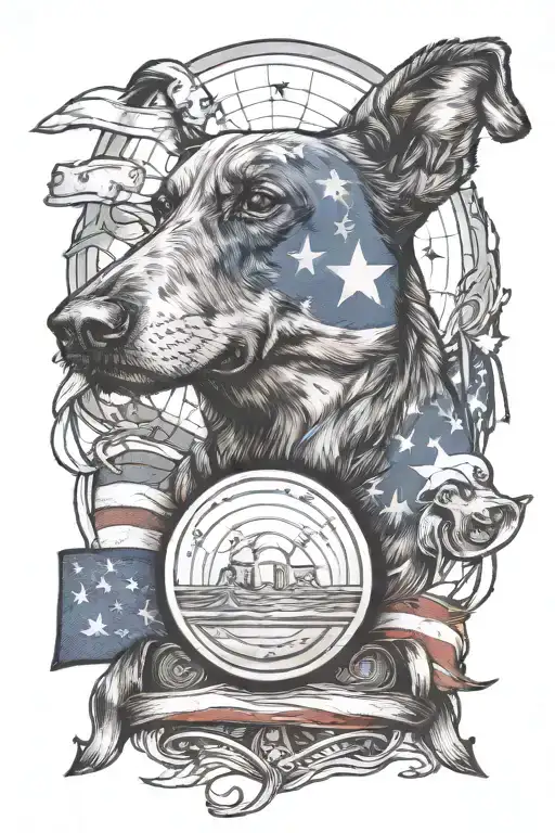 dog head with American flag inside patriotic American flag tattoo design idea