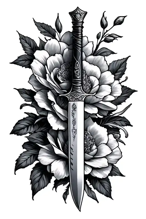 Stiletto style knife tattoo design idea