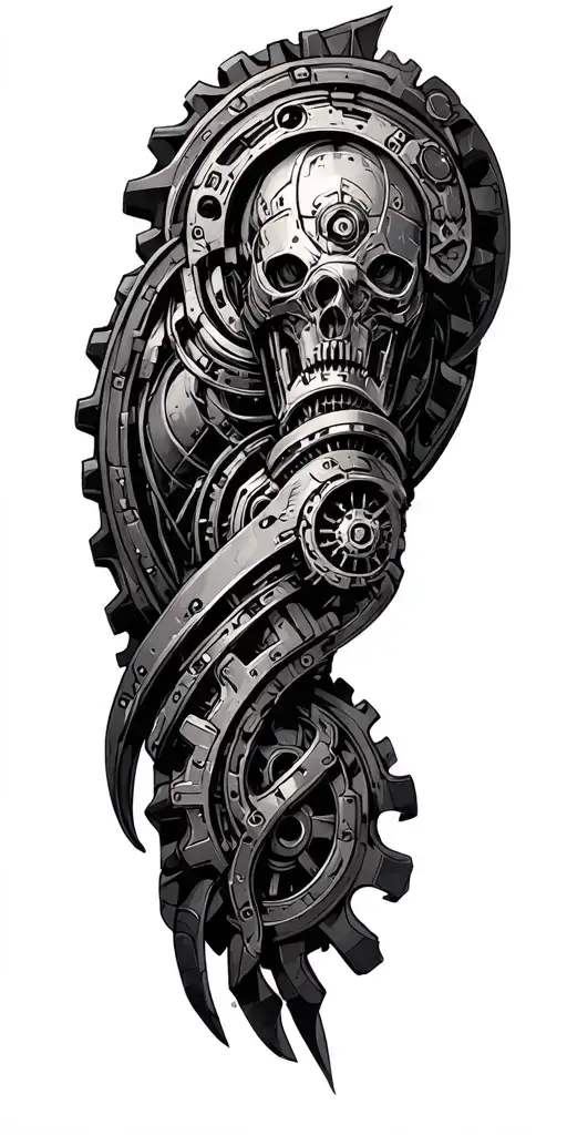 Adeptus Mechanicus Shoulder and sleeve tattoo with the "Cog Mechanicum/Opus Machina" tattoo design idea