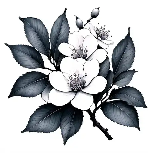 small minimalist fine line cherry blossoms tattoo design idea