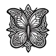 celtic strength sysmbol with tiny butterfly resting tattoo design idea