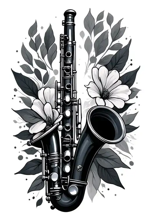 Bb Clarinet full size tattoo design idea