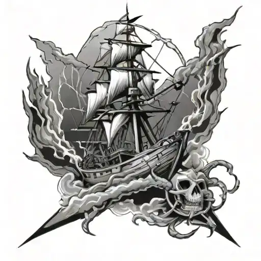 Nautical ride the lightning  tattoo design idea