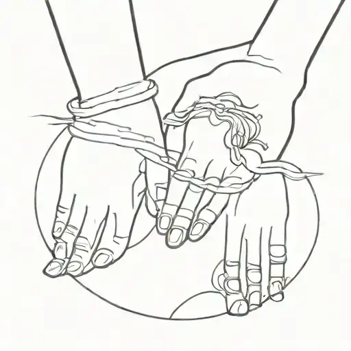 mother father daughter walking hand in hand, da vinci tattoo design idea