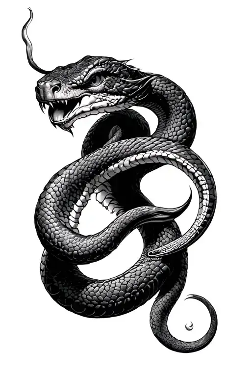 Give me an ouroboros tattoo of the snake eating its tail in an infinity loop and in loop, heaven and hell in the circles tattoo design idea