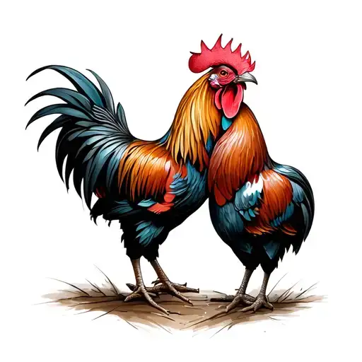  Roosters fighting each other tattoo design idea