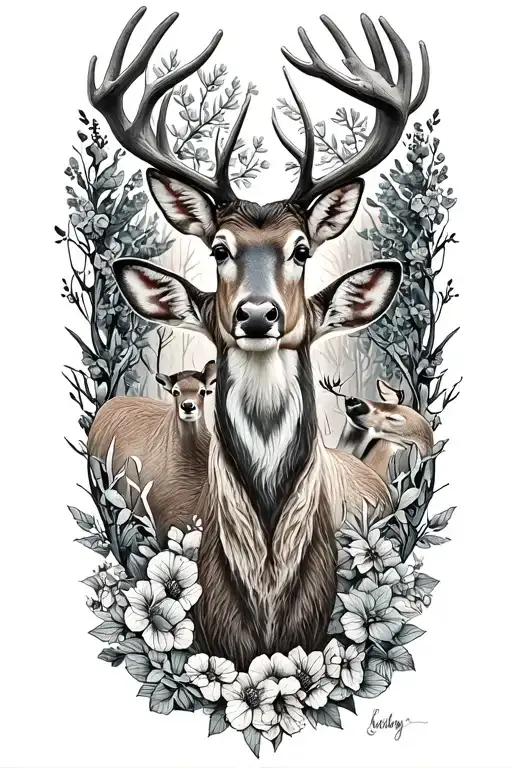 family of deer   tattoo design idea