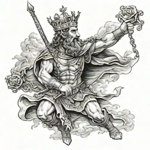 king David in battle tattoo design idea