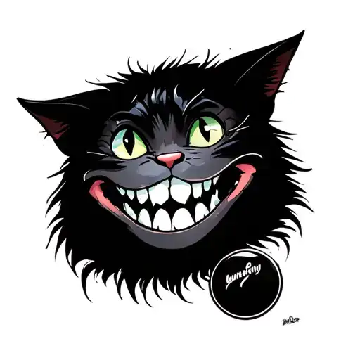emergency glass with cheshire cat smile and eyes surrounded tattoo design idea