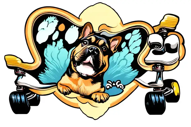dog pawprint memorial tattoo featuring skateboard tattoo design idea