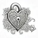 heart shaped lock with name Kaenai tattoo design idea