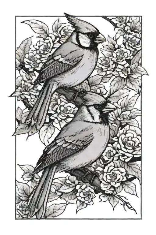 cardinal and bluejay tattoo design idea