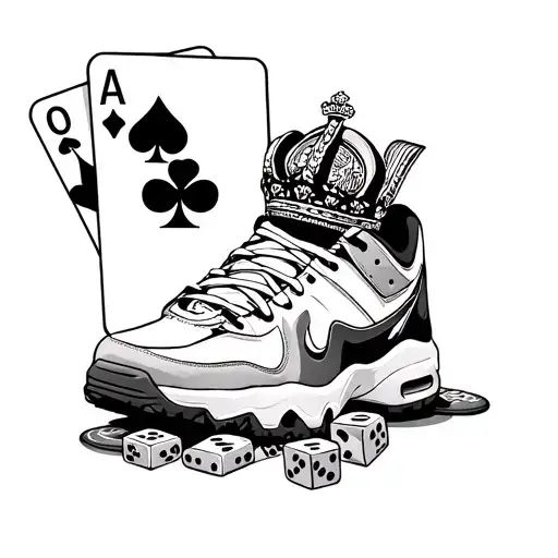 Nike tn shoes poker cards and dice and a rolex crown  tattoo design idea
