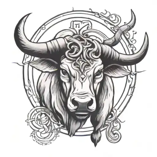 magine a small tattoo featuring the Taurus zodiac sign with the number 17 written in Roman numerals. tattoo design idea