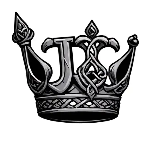 Celtic Crown three points initials J, T and C tattoo design idea