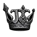 Celtic Crown three points initials J, T and C tattoo design idea