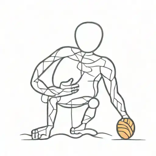 stick man figure with croissant body tattoo design idea