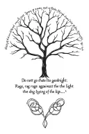 Irish tree of life inside text "Do not go gentle into that goodnight. Rage, rage against the dying of the light" tattoo design idea