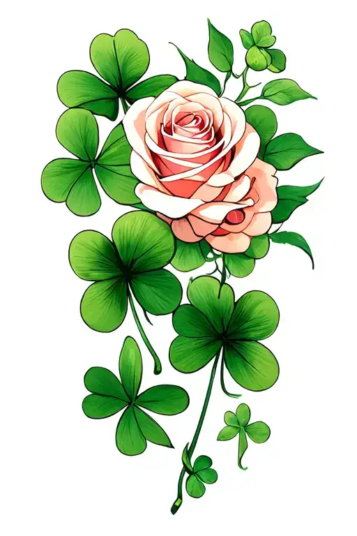 shamrock and roses tattoo design idea