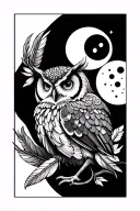 owl, triple goddess, moon phases, feathers tattoo design idea