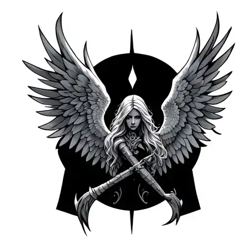 warrior angel wings tattoo design idea