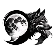 dark moon wolf tattoo design idea