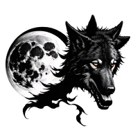 dark moon wolf tattoo design idea