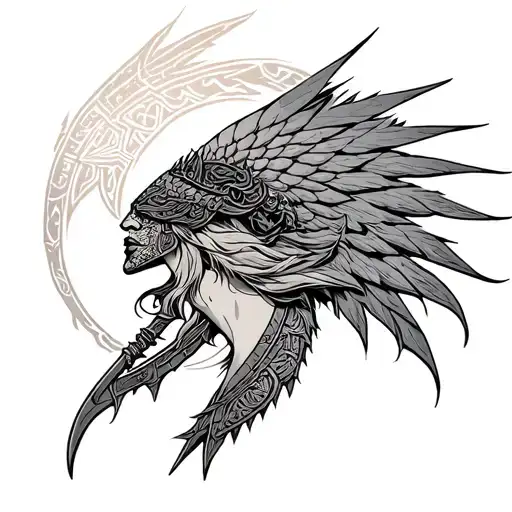 Nordic Valkyrie tattoo design idea