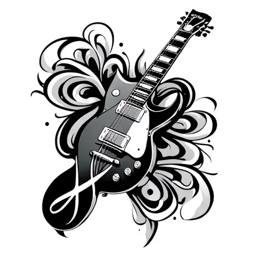 les paul guitar with awareness ribbon tattoo design idea