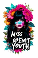 "Miss spent youth" "Miss spent youth" sexy woman flowers geometric futuristic unmasking blacks neon colours full coverage  tattoo design idea