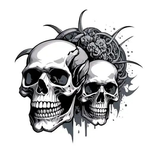 biomech skulls tattoo design idea