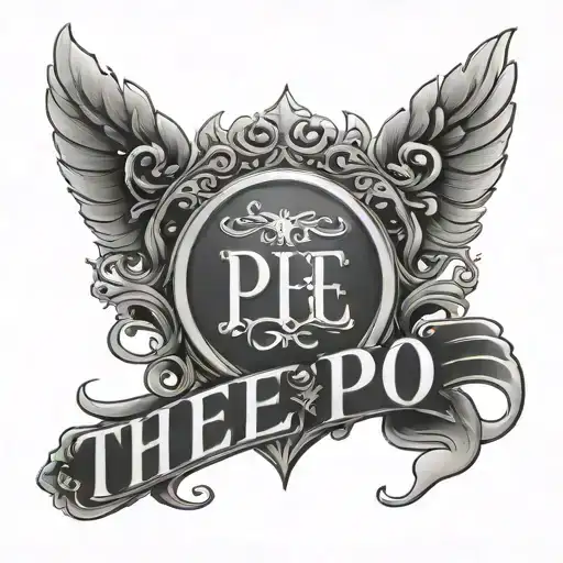 text "thee po" tattoo design idea