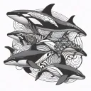 4 orca wales family tattoo design idea