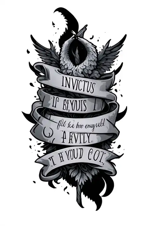 Invictus quote forearm sleeve featuring tattoo design idea