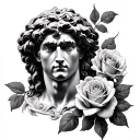 Alexander The Great II and roses wrapped tattoo design idea