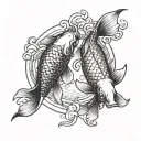 two koi fish swimming in circle tattoo with space in the middle tattoo design idea