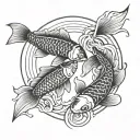 two koi fish swimming in circle tattoo with space in the middle tattoo design idea