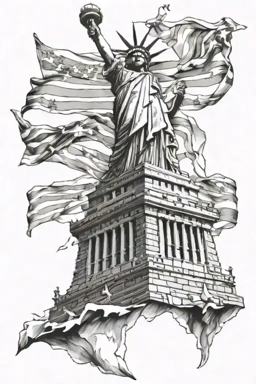 American Statue of Liberty Bell tattoo design idea