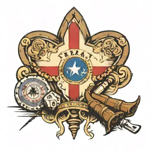 Texas, Texas flag, cigars, dice, poker cards southern country  tattoo design idea