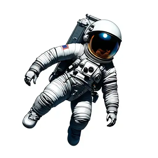 astronaut floating tattoo design idea