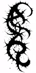 Raw Blackwork Chaotic Bold Strokes Flow Brutalist Dark Abstract Lettering Thorns Expressive Anatomical Horror tattoo design idea