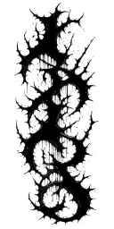 Raw Blackwork Chaotic Bold Strokes Flow Brutalist Dark Abstract Lettering Thorns Expressive Anatomical Horror tattoo design idea