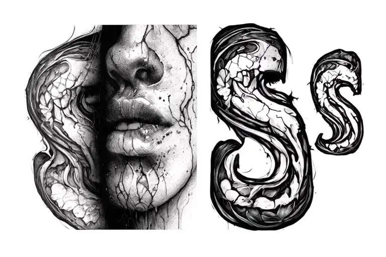T and S ON NECK c section scar tattoo design idea