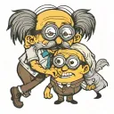 a minion hugging Albert Einstein tattoo design idea
