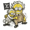 a minion hugging Albert Einstein tattoo design idea