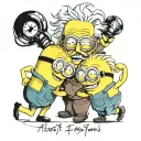 a minion hugging Albert Einstein tattoo design idea