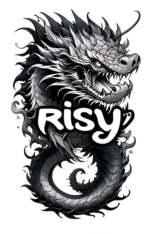 "Rissy♡" japanese dragon tattoo design idea