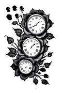 clock rose foot prints leading tattoo design idea