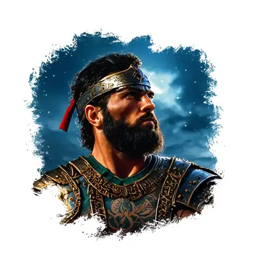 Style Gladiator Movie Leon looking at the sky at night tattoo design idea
