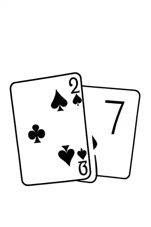 poker cards 2 and 7 overlapping each other tattoo design idea